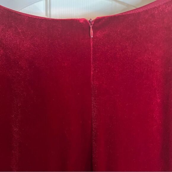 NWT Maison Tara Crushed Velvet Baby Doll Cherry Red Dress Size 24W Wedding Prom - Picture 9 of 11